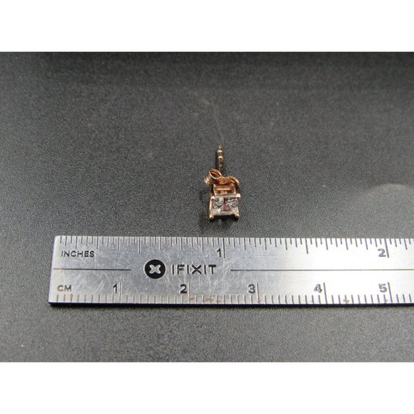 Sterling Silver Small Square Rose Gold Plated Stud CZ Earrings Vintage Wedding - Picture 5 of 6